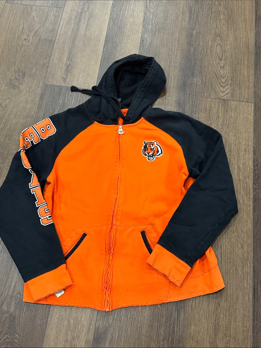 Reebok Orange and Black Hooded Zip-Up Sweatshirt